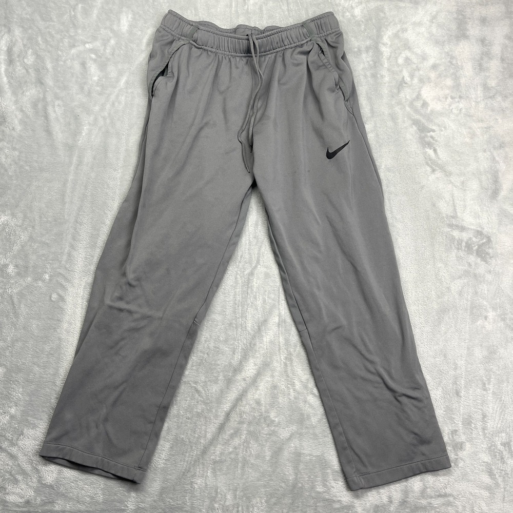Nike Dri Fit Sweatpants Mens L (30x28) Gray Fleece Lined Standard Fit Drawstring